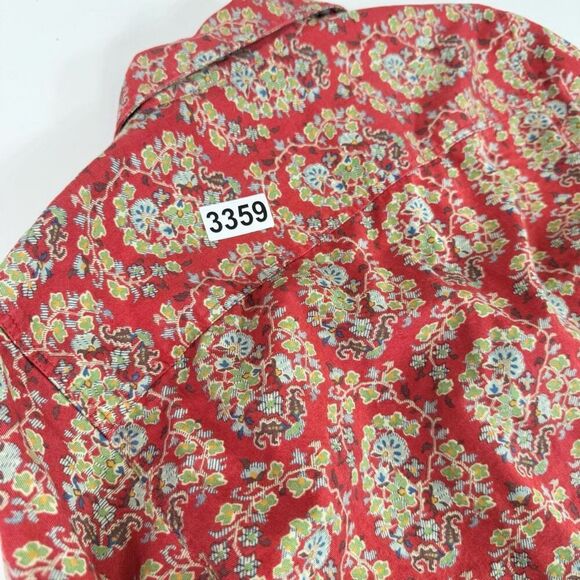 VTG Liz Claiborne Tops Womens Small Red Long Sleeve Button Down Paisley Cotton - Picture 8 of 10